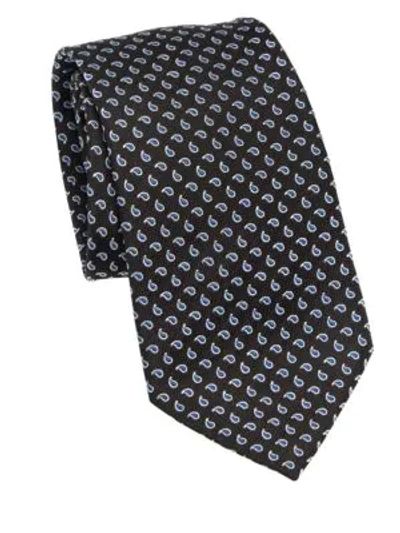 Emporio Armani Silk Paisley Tie In Black