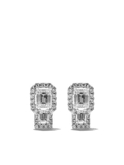 As29 18kt White Gold Mye Halo Diamond Stud Earrings In Silver