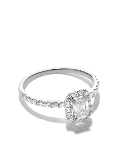 As29 18kt White Gold Mye Halo Diamond Ring In Silver