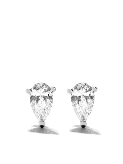 As29 18kt White Gold Mye Pear Diamond Stud Earrings In Silver