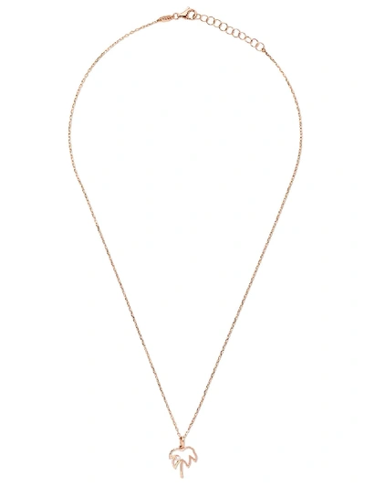 As29 14kt Rose Gold Miami Palm Tree Diamond Pendant Necklace In Metallic