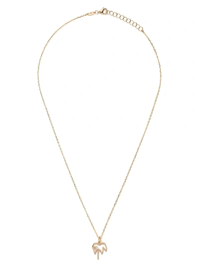 As29 14kt Yellow Gold Miami Palm Tree Diamond Necklace