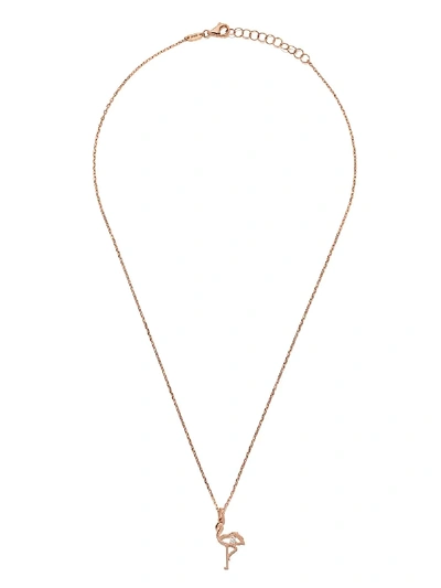 As29 14kt Rose Gold Miami Flamingo Diamond Pendant Necklace In Metallic