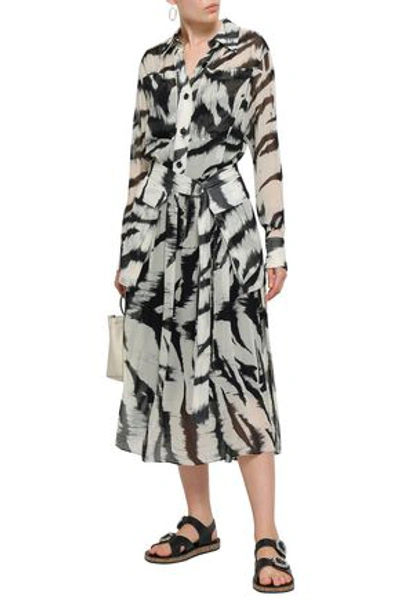 Joseph Seldon Belted Zebra-print Silk-georgette Midi Dress In Animal Print