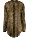 Saint Laurent Leopard Print Blouse In Brown