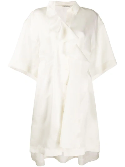Nina Ricci Draped Oversized Silk Tunic In White