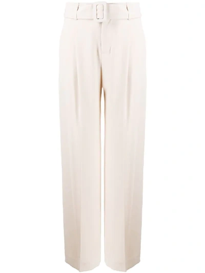 Vince High-waist Belted Trousers In White