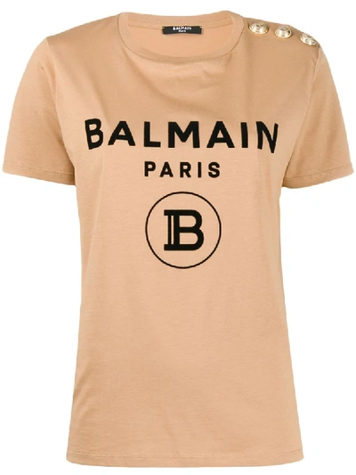 Balmain Printed Logo T-shirt In Neutrals