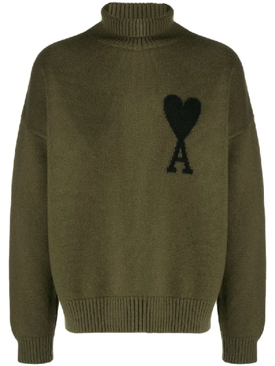 Ami Alexandre Mattiussi Ami De Coeur Oversize Sweater In Green