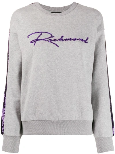 John Richmond Sequinned Logo Sweatshirt In Grey