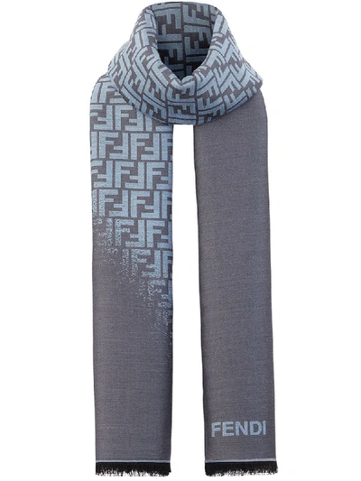 Fendi Ff Motif Winter Scarf In Grey