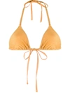 Solid & Striped Halter Neck Bikini Top In Yellow