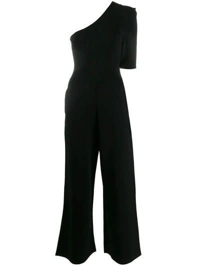 Stella Mccartney Gathered Single-shoulder Jumpsuit In Black