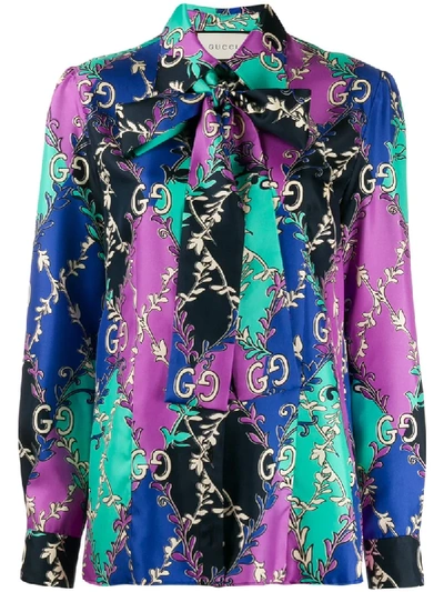 Gucci Gg Diamond Print Blouse In Purple