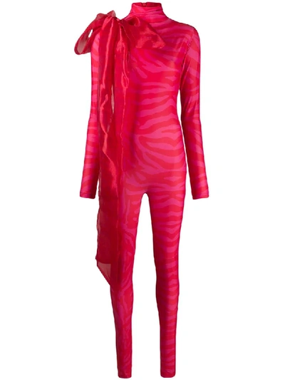 Atu Body Couture Oversize Bow Detailed Jumpsuit In Pink
