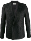 Saint Laurent Metallic Pinstripe Blazer In Black