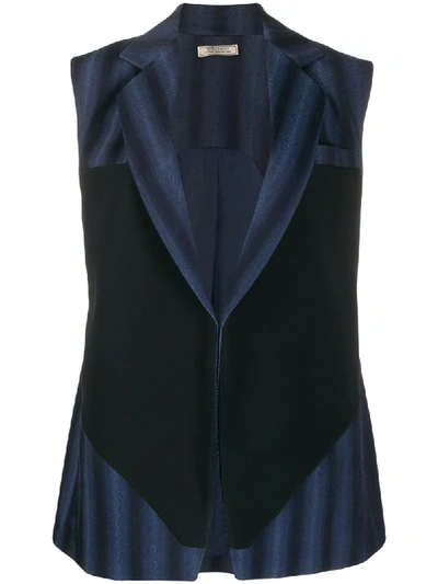 Nina Ricci Striped Longline Tailored Waistcoat In Blue