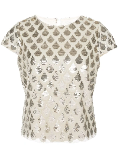 Milly T-shirt Mit Pailletten In Neutrals