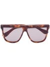 GUCCI TORTOISESHELL STRAIGHT TEMPLE SUNGLASSES