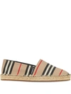 Burberry Alport Striped Espadrille Slip-on Loafers In Neutrals ,black