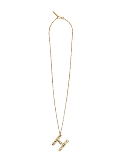 Burberry H Charm Necklace In Gold