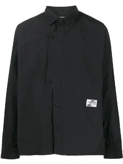 C2h4 Asymmetric-placket Overshirt In Black