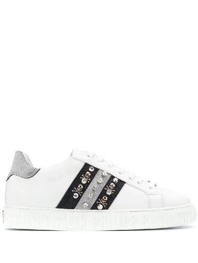 Philipp Plein Crystal Skull Embellished Trainers In White
