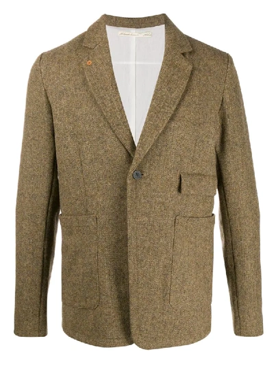 Aleksandr Manamïs Fitted Herringbone Blazer In Brown