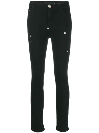 Philipp Plein Cropped Skinny Jeans In Black