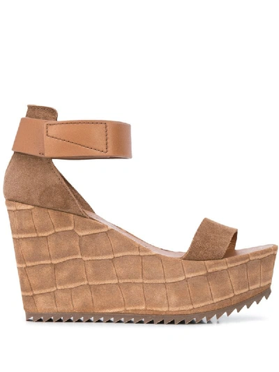 Pedro Garcia Open-toe Wedge Sandals In Brown