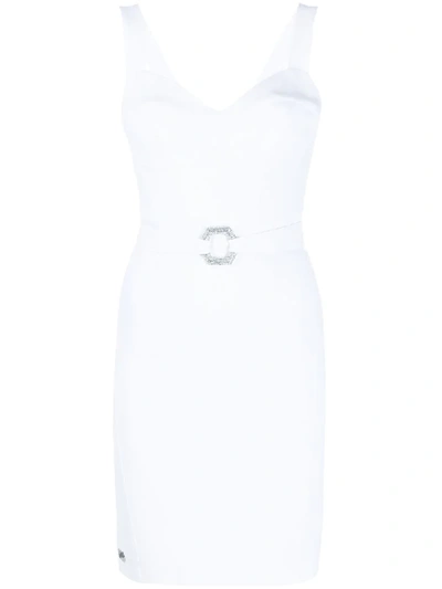 Philipp Plein Fitted Mini Dress In White