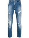 Philipp Plein Gothic Straight Leg Jeans In Blue
