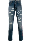 Philipp Plein Straight Cut Logo Jeans In Gray