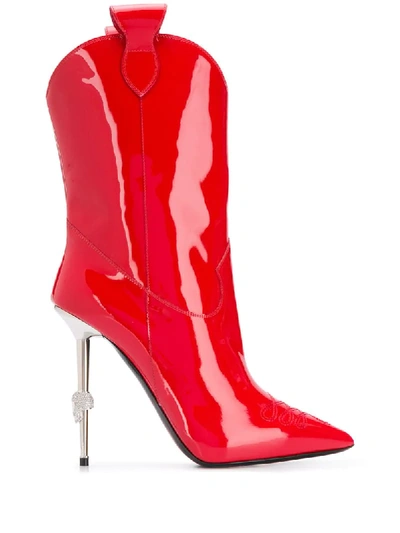 Philipp Plein Cowboy Style Heeled Boots In Red