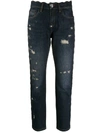 Philipp Plein Distressed Boyfriend Jeans In Blue