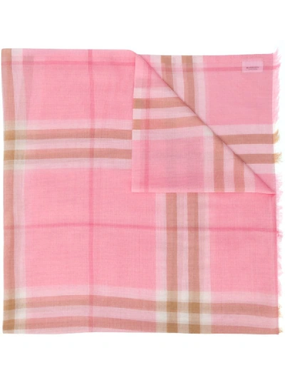 Burberry Lightweight Check Scarf In Pink