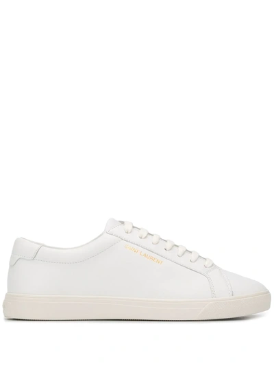 Saint Laurent Andy Logo-print Leather Sneakers In White