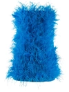 Attico Ostrich-feather Mini Dress In Blue