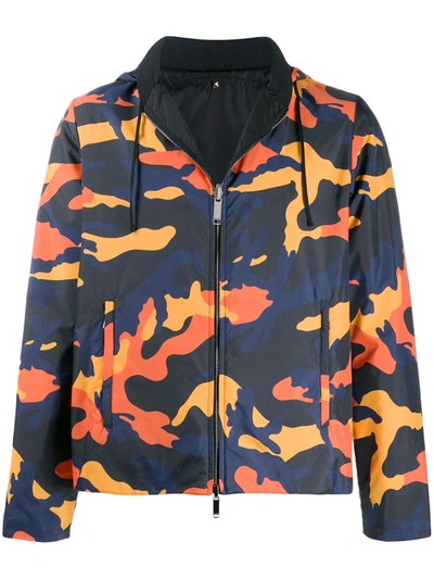 Valentino Camouflage-print Reversible Windbreaker In Blue