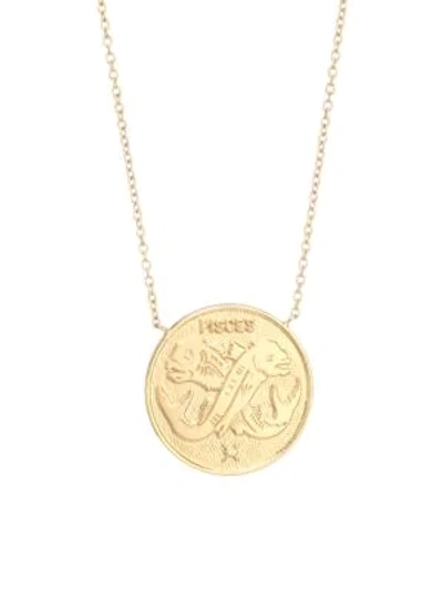 Jennifer Zeuner Jewelry Women's Sylas 14k Gold Vermeil Pisces Medallion Necklace In Yellow Goldtone