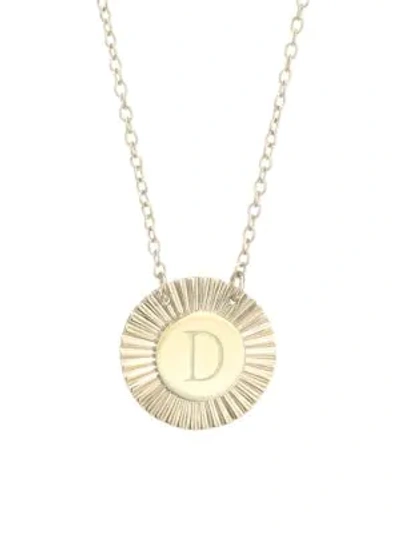 Jennifer Zeuner Jewelry Iris Rudy 14k Gold Vermeil Engraved Initial Pendant Necklace In Initial D