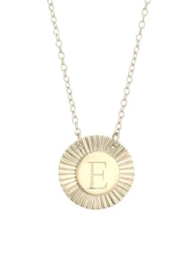 Jennifer Zeuner Jewelry Iris Rudy 14k Gold Vermeil Engraved Initial Pendant Necklace In Initial E