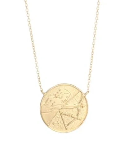Jennifer Zeuner Jewelry Women's Sylas 14k Gold Vermeil Sagittarius Medallion Necklace In Yellow Goldtone