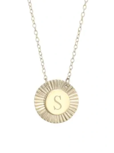 Jennifer Zeuner Jewelry Women's Iris Rudy 14k Gold Vermeil Engraved Initial Pendant Necklace In Initial S