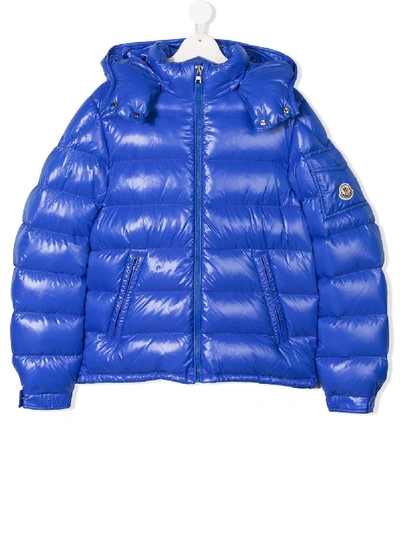 Moncler Teen Hooded Padded Jacket In 蓝色