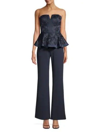 Aidan Mattox Lace Peplum Jumpsuit In Twilight