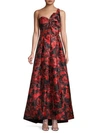 CARMEN MARC VALVO INFUSION ONE-SHOULDER BROCADE GOWN,0400011806866