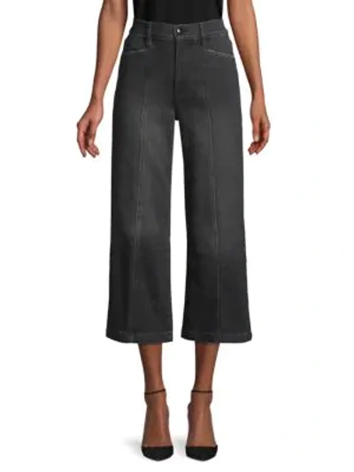 Frame Vintage Crop Felt Wide-leg Jeans In Black