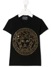 Young Versace Kids' Studded Logo T-shirt In Black
