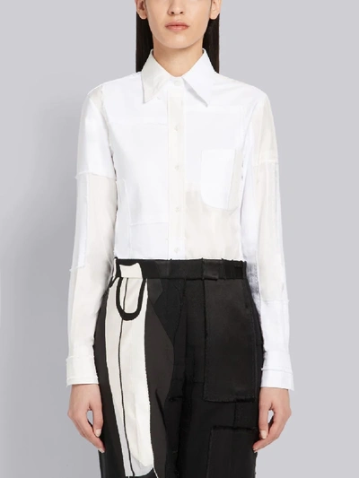 Thom Browne Cotton Silk Patchwork Shirt In 100 White
